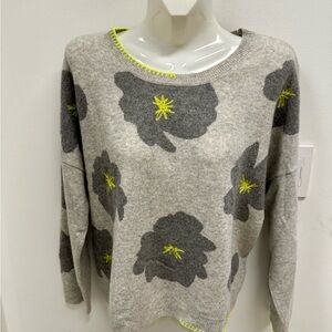 Brodie Cashmere Gray and Floral Sweater